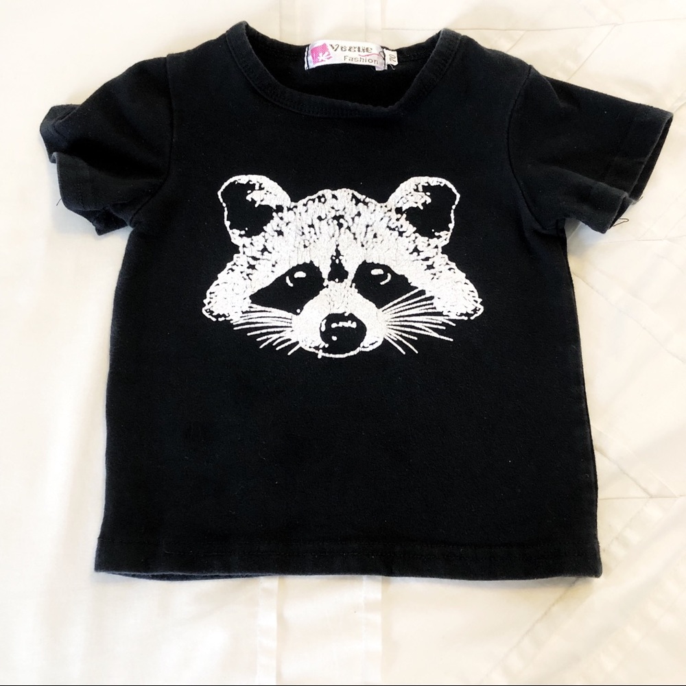 Black and white baby racoon shirt